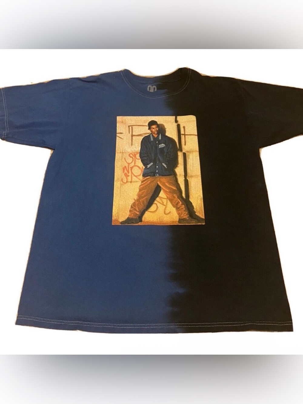 Snoop Dogg Blue & Black Color Block T-Shirt Size L Large Short Sleeve
